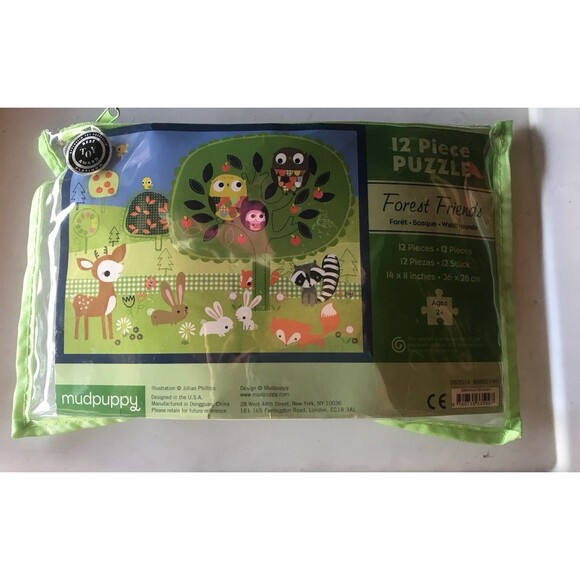 Mudpuppy Pouch Puzzle Forest Friends - 12 Piece Puzzle ages 2+ Toddler Puzzle - Picture 2 of 6